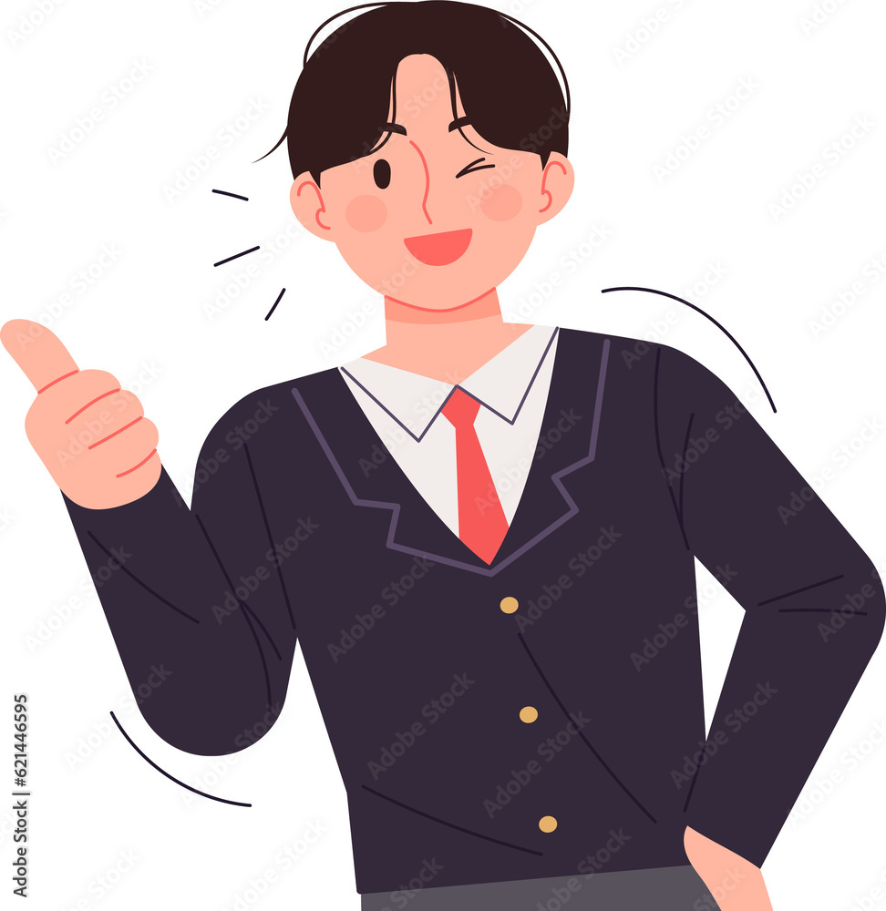 Korean high school student character illustration. Korean high school student character illustration.