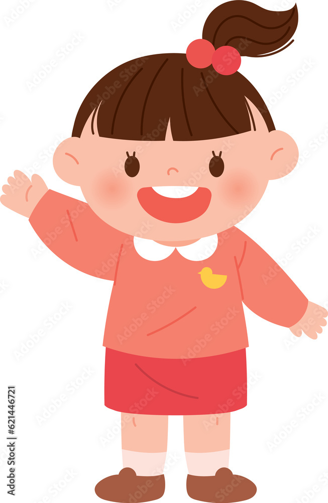 Kindergarten students waving and greeting. Kindergarten students waving and greeting.