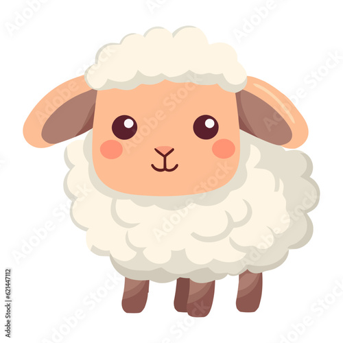 Fluffy lamb cute cartoon animal