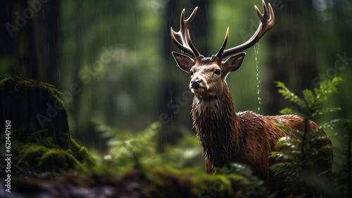 Photo background of wildlife in rainy forest