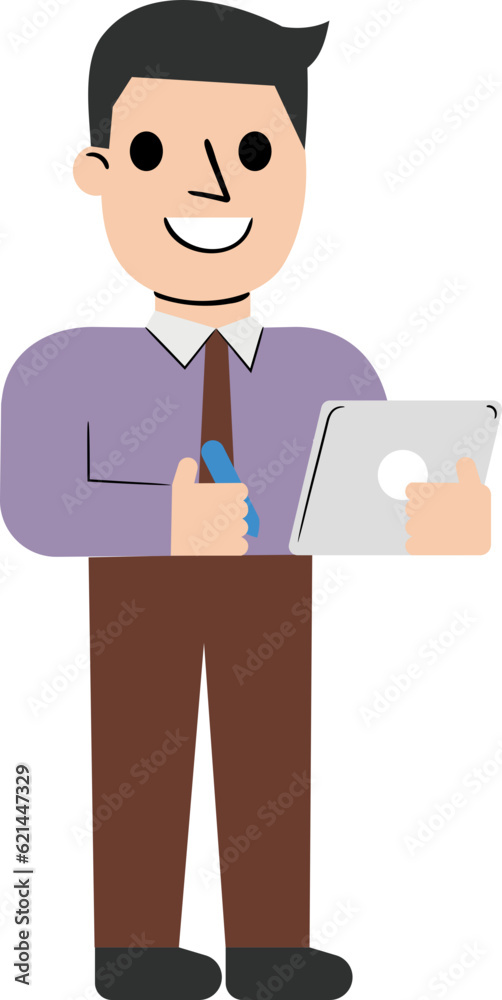 Businessman with iPad Flat Illustration