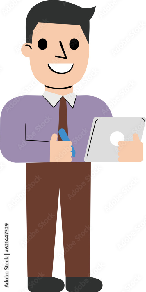 Businessman with iPad Flat Illustration Businessman with iPad Flat Illustration