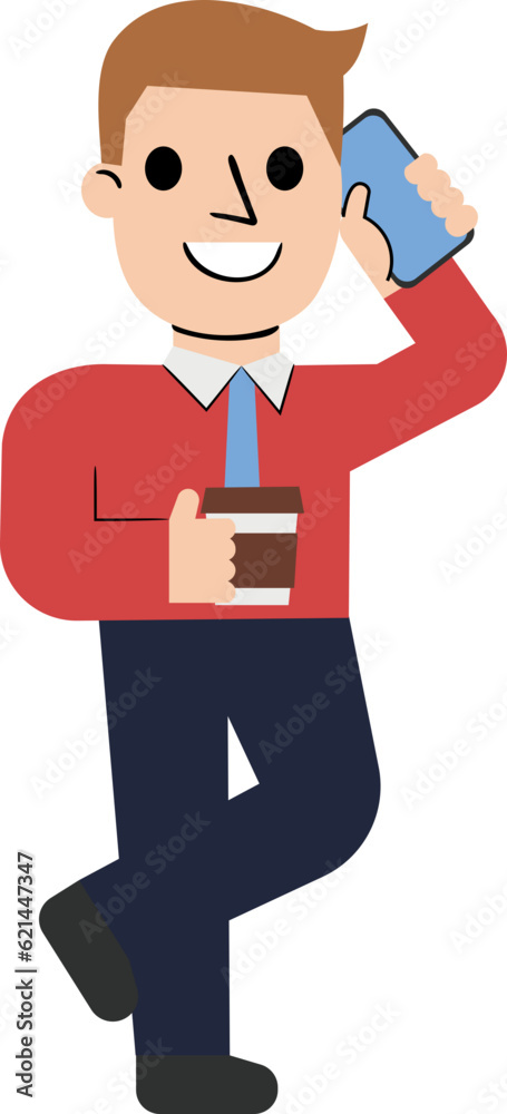 Man Drinking Coffee Flat Illustration Man Drinking Coffee Flat Illustration