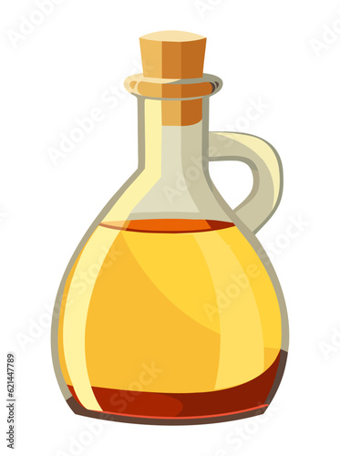 Organic olive oil in glass bottle illustration