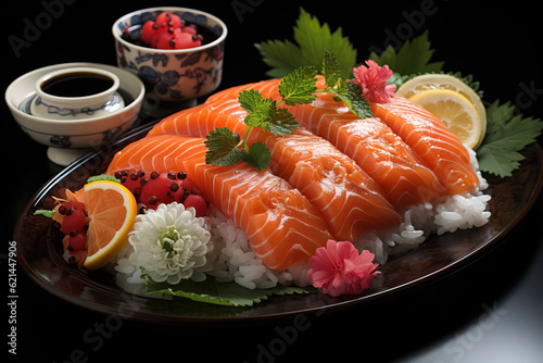 Delicious salmon sashimi