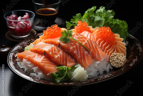 Delicious salmon sashimi