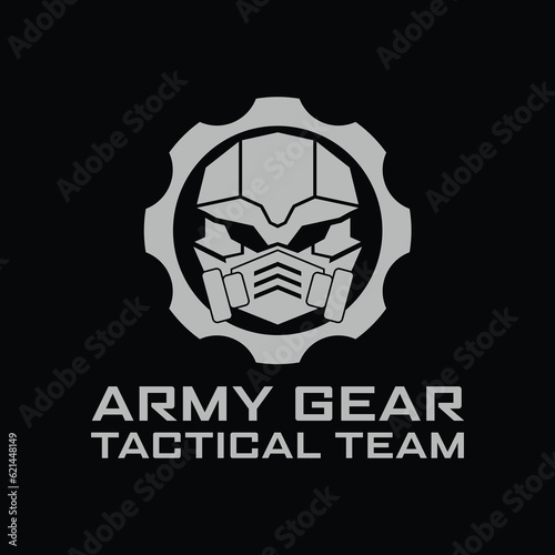 Skull Mask Logo. Army gear logo design vector