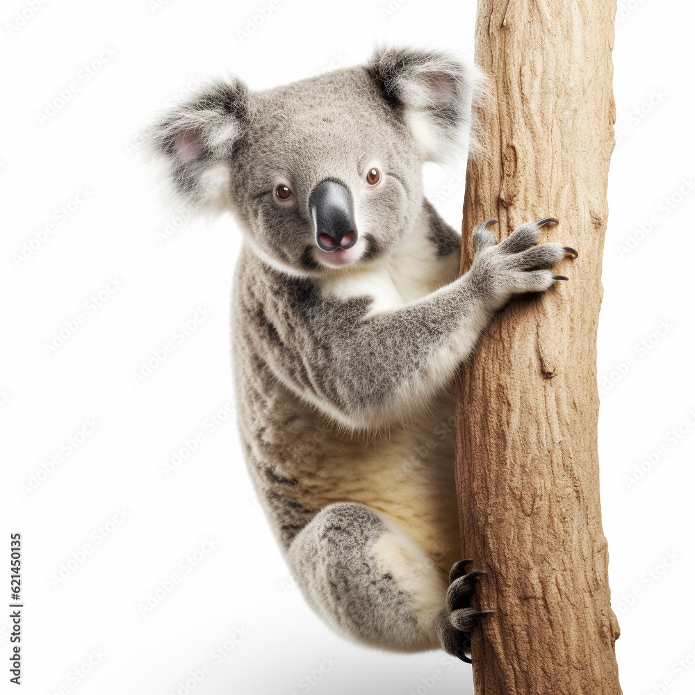 Naklejka premium コアラ 白背景 AI生成画像 ジェネレーティブAI