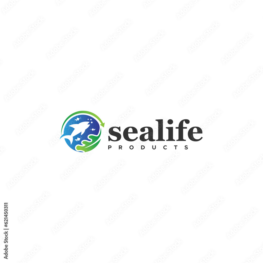 Modern Colorful Sea Life Product Fish logo design