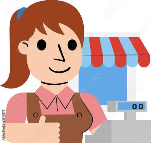 Shopkeeper Flat Illustration