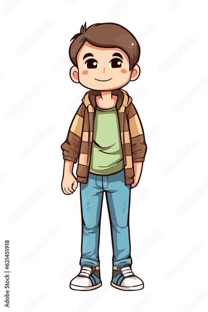 Smiling boy character in jeans Smiling boy character in jeans
