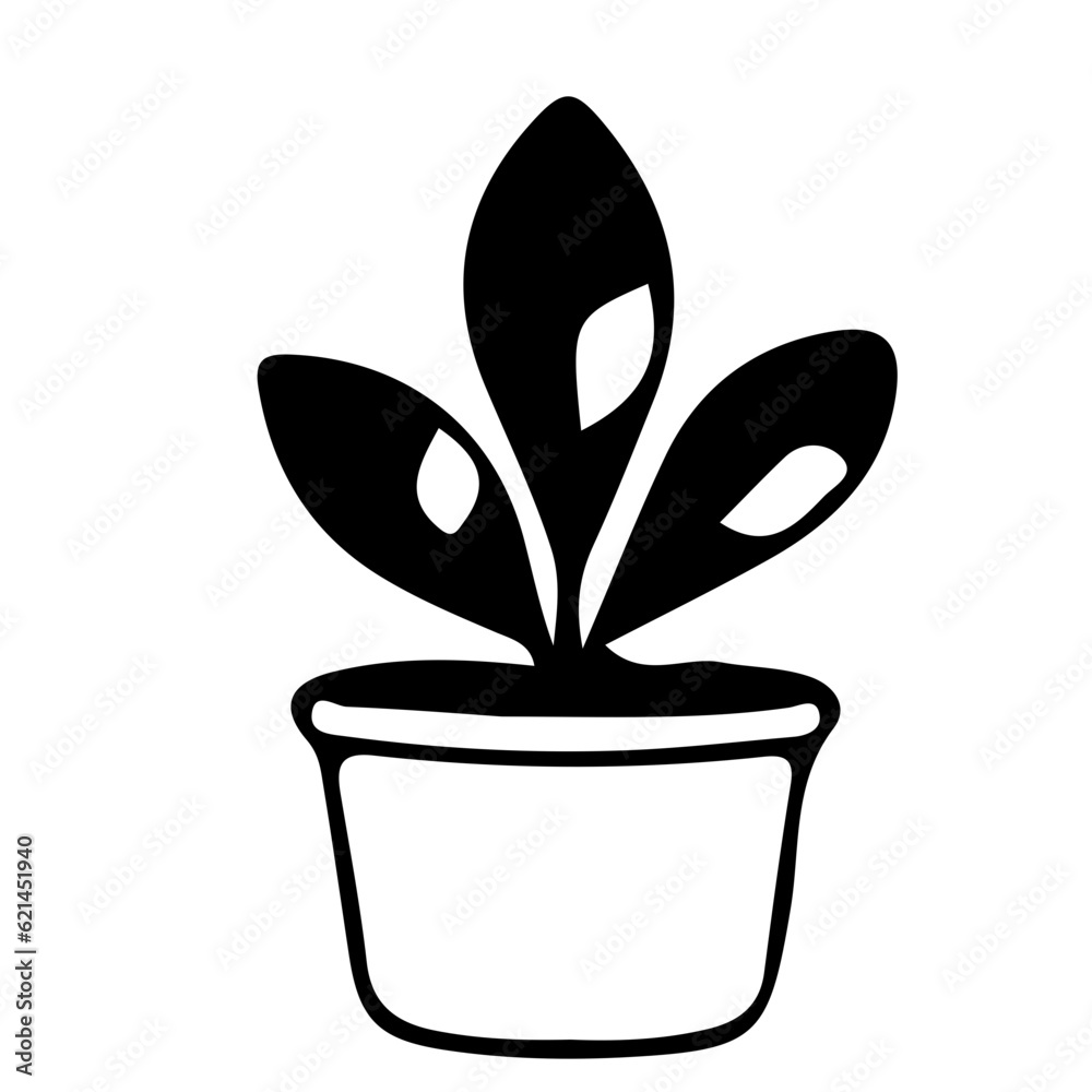 cute plant pots, outline vector illustration cute plant pots, outline vector illustration