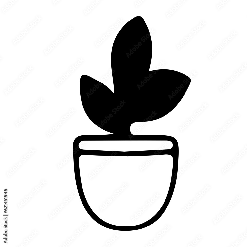 cute plant pots, outline vector illustration cute plant pots, outline vector illustration