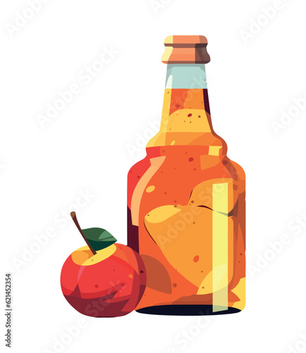 Fresh fruit apple juice in a transparent glass
