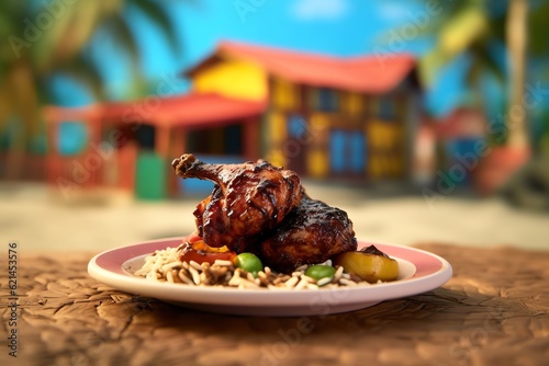 A serving of Jamaican jerk chicken