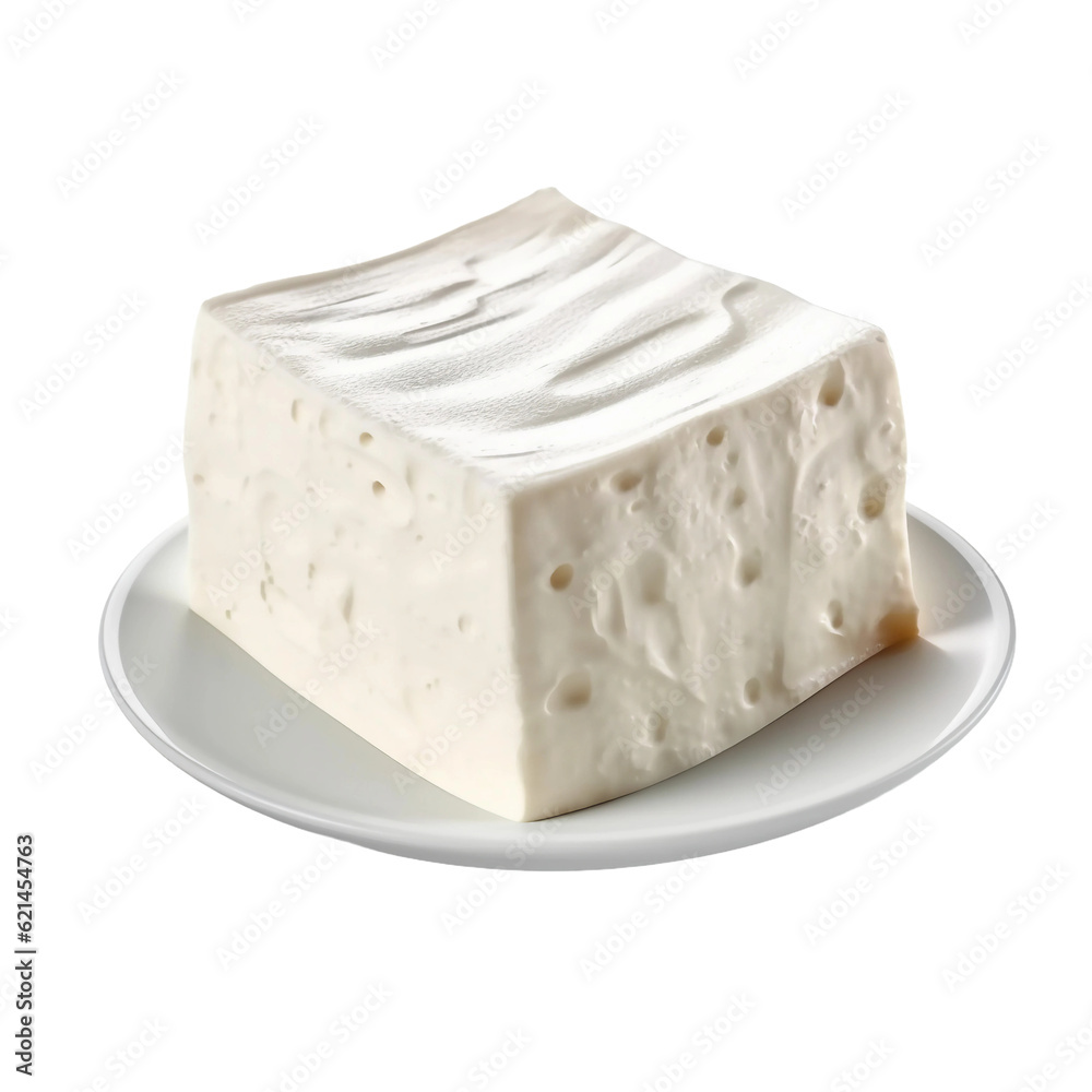 Block of cream cheese. isolated object, transparent background