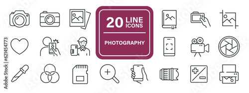 Photography line icons. Editable stroke. For website marketing design, logo, app, template, ui, etc. Vector illustration.