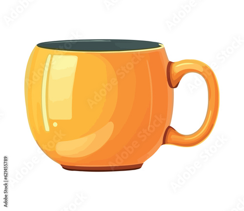 Yellow coffee cup on white isolated