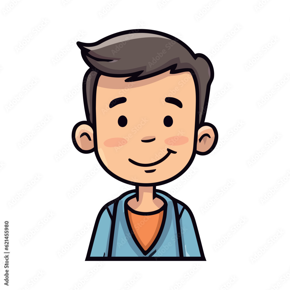 Smiling boy in cute cartoon illustration design Smiling boy in cute cartoon illustration design