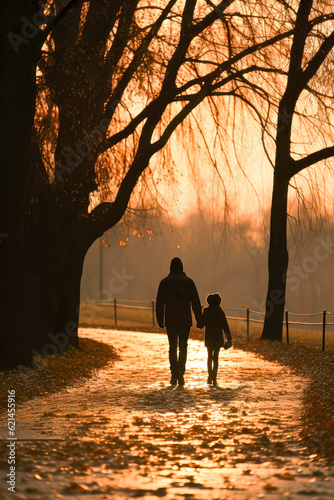 Father and daughter walking together