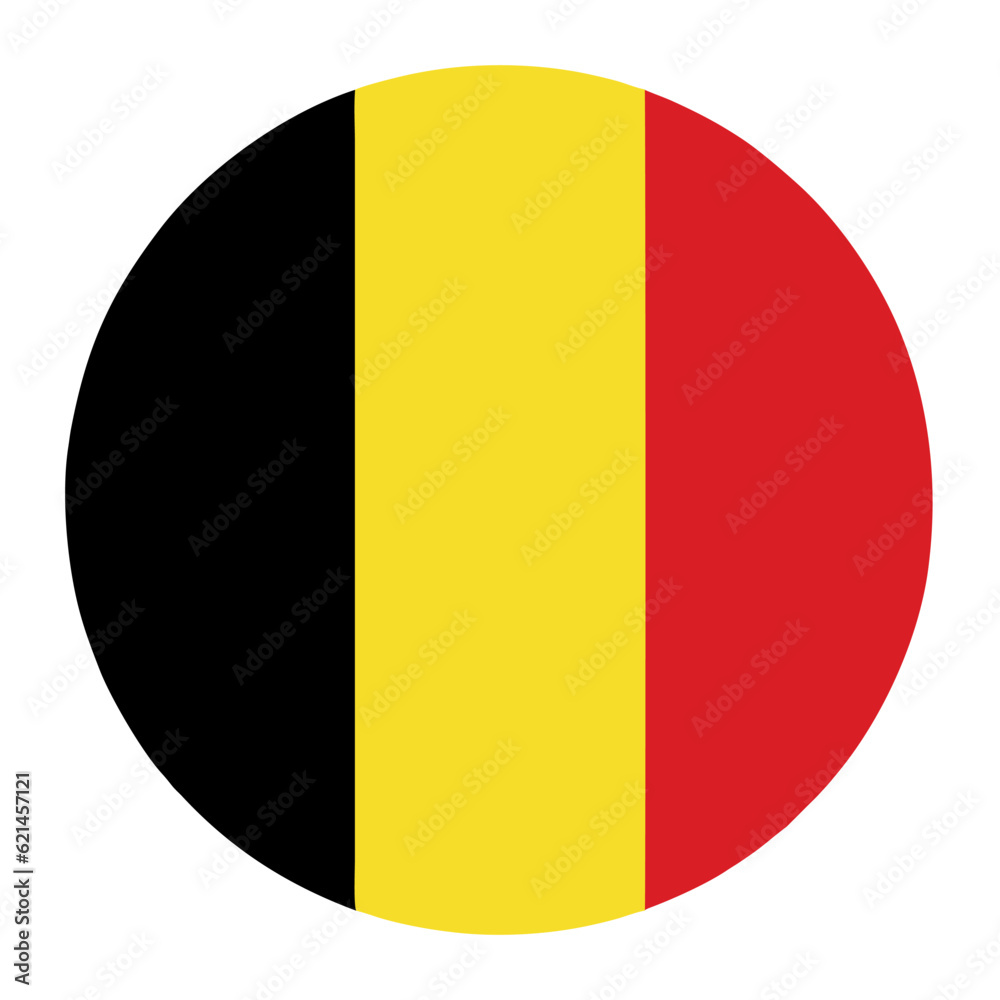 Belgium flag button round isolated on transparent background. vector illustration
