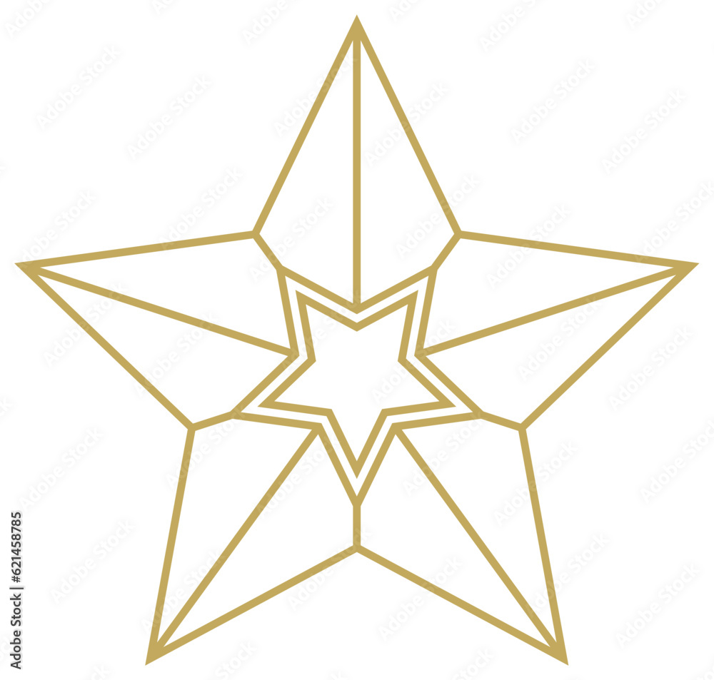 Obraz premium Weihnachtsstern abstrakt Kontur Vektor in Gold. Isolierter Hintergrund. Symbol für Jesus Geburt. Für Hintergründe, Kalender, Einladungen, Grußkarten etc.