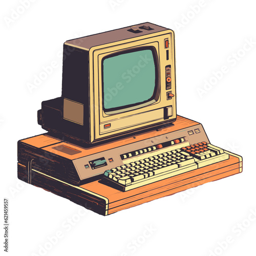 Retro Computer Aged Yellow and Orange