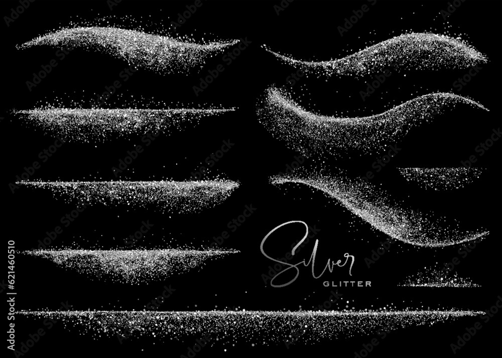 Set of Abstract shiny gold glitter design element. For New Year, Merry Christmas greeting card design