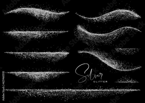 Set of Abstract shiny gold glitter design element. For New Year, Merry Christmas greeting card design