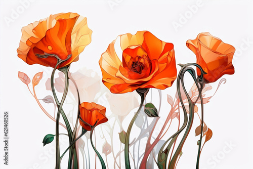 Glass rose flowers background