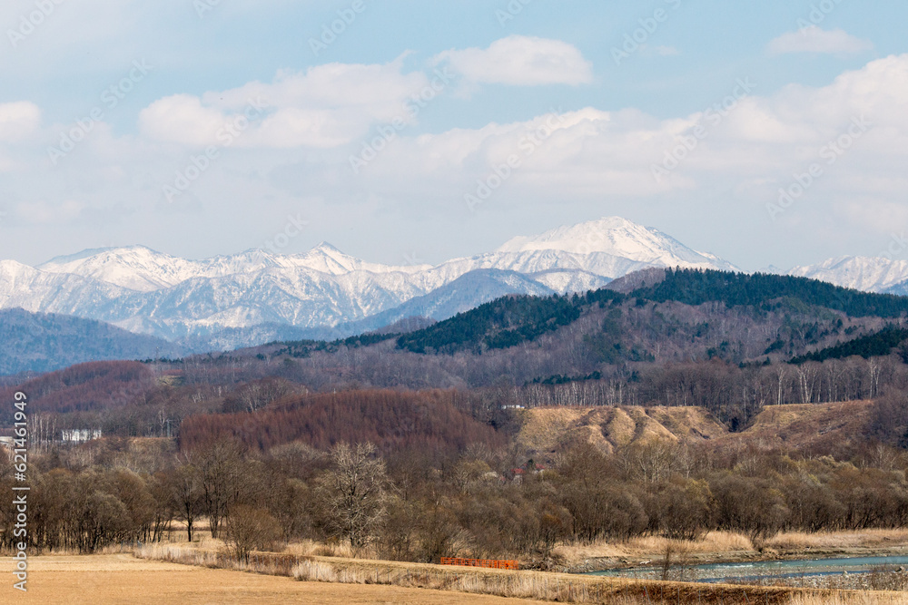 北海道平取町、幌尻岳視点場からの眺め【3月】
