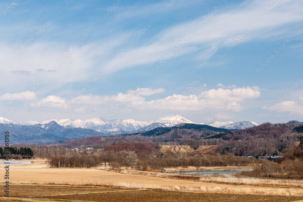 北海道平取町、幌尻岳視点場からの眺め【3月】 北海道平取町、幌尻岳視点場からの眺め【3月】