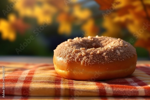 Caramel apple-filled donut with a sprinkle of cinnamon