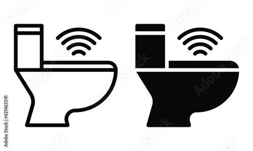 Smart toilet icon with outline and glyph style.