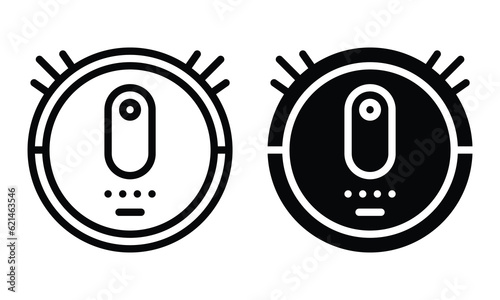 Robot vacuum cleaner icon with outline and glyph style.