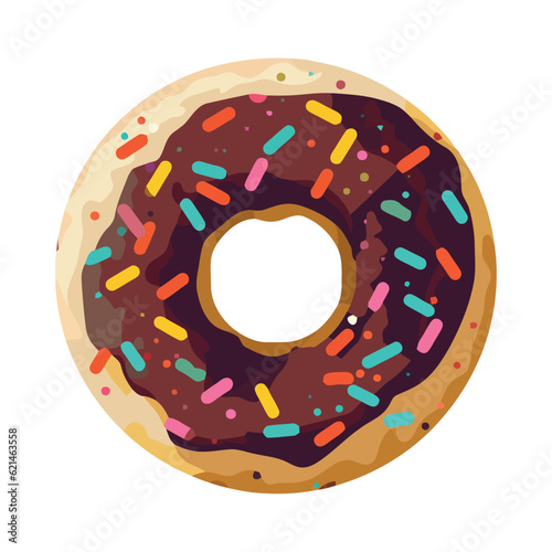 Sweet donut icon with chocolate decoration