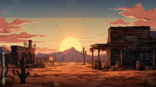 Background for game desert wild west illustration Generative AI