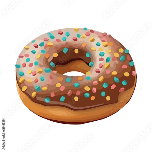 fresh donut with chocolate icing and sprinkles