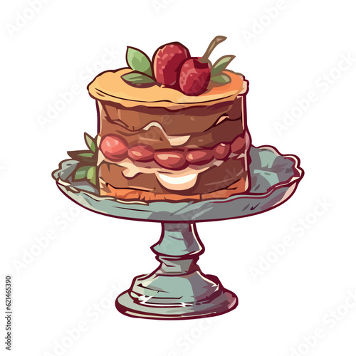 Sweet berry cheesecake on ornate plate