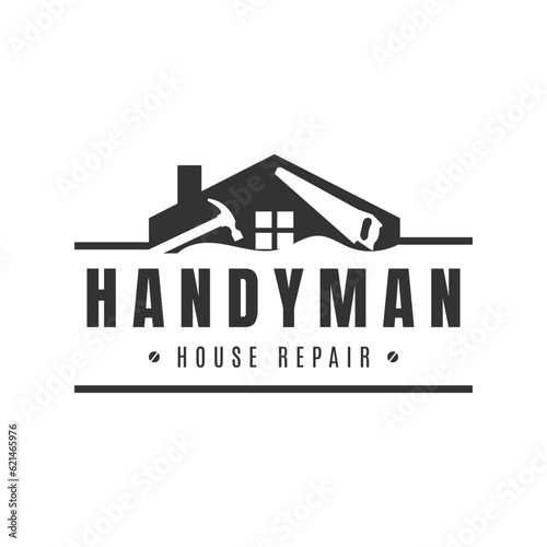 Flat design handyman logo template. - Vector.
