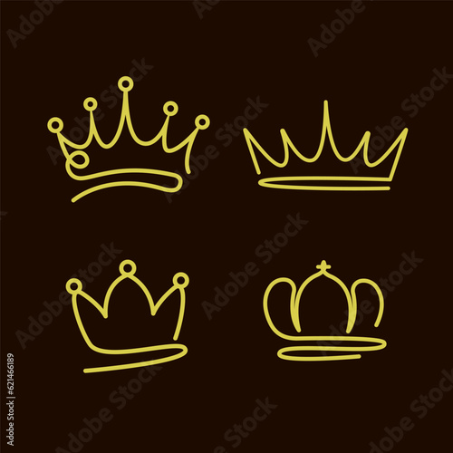 crown Sketch hand drawn line art style design. Simple graffiti coronation, elegant queen or king crown hand drawn. Royal imperial coronation symbol, regal king jeweled tiara isolated icon.