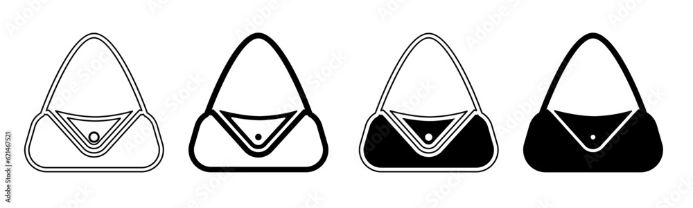 Black and white illustration of a bag. Bag icon collection with line. Stock vector illustration. Black and white illustration of a bag. Bag icon collection with line. Stock vector illustration.
