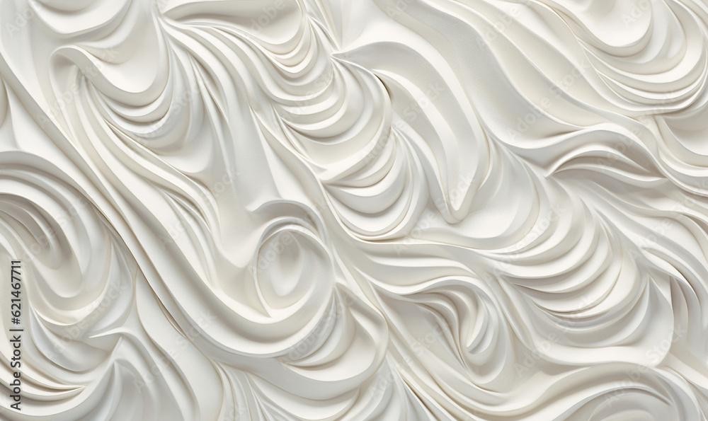  a white wall with a wavy design on it's side.  generative ai