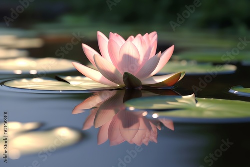 A lotus flower in a pond with an empty serene pond wallpaper