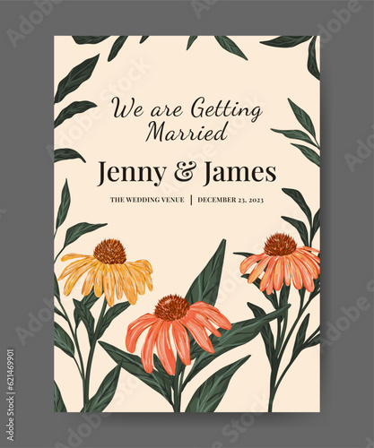 flower wedding announcement poster design