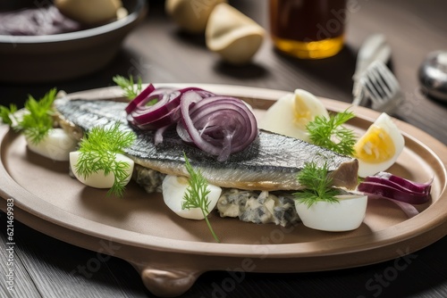 Dutch herring food. Generate Ai photo