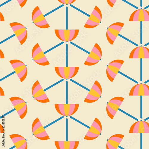 Striped parasol zigzag blue pink yellow