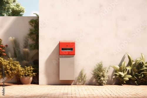 Fotografie, Obraz House mailbox wall. Generate Ai