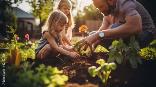 parent and child planting Generative Ai