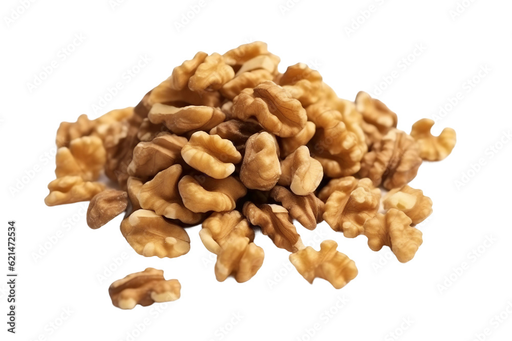 Chopped walnuts. isolated object Chopped walnuts. isolated object